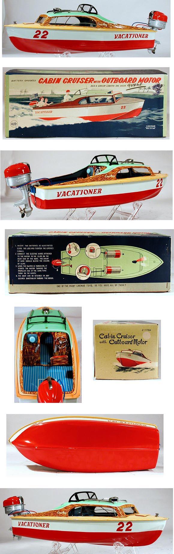 c.1955 Linemar, Cabin Cruiser with Outboard Motor in Original Box